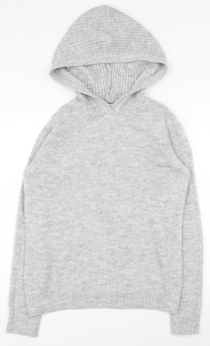 Papaya Womens Grey Crew Neck  Acrylic Pullover Jumper Size S