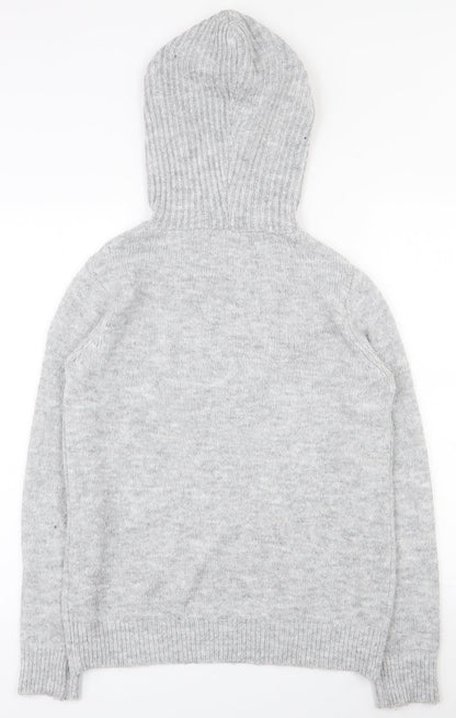 Papaya Womens Grey Crew Neck  Acrylic Pullover Jumper Size S