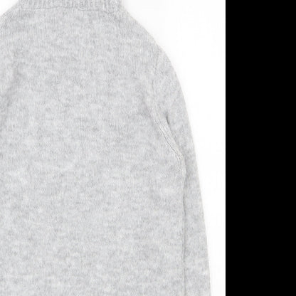 Papaya Womens Grey Crew Neck  Acrylic Pullover Jumper Size S