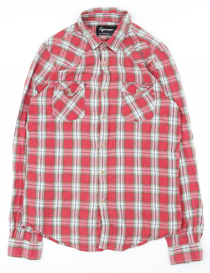 Mens UK Size L Topman Red  Button-Up Long Sleeve Casual Shirt