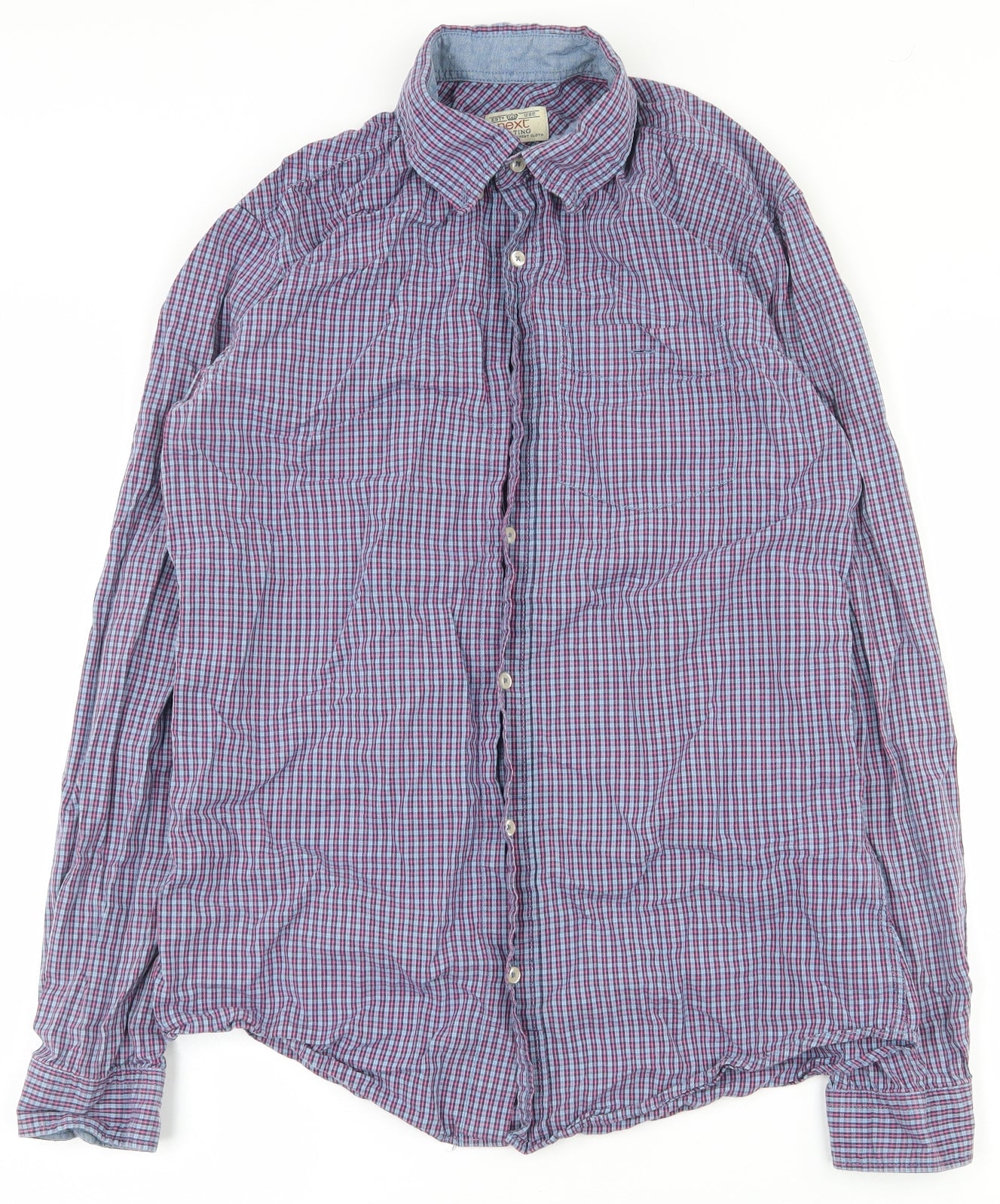 Mens UK Size S NEXT Blue  Button-Up Long Sleeve Casual Shirt