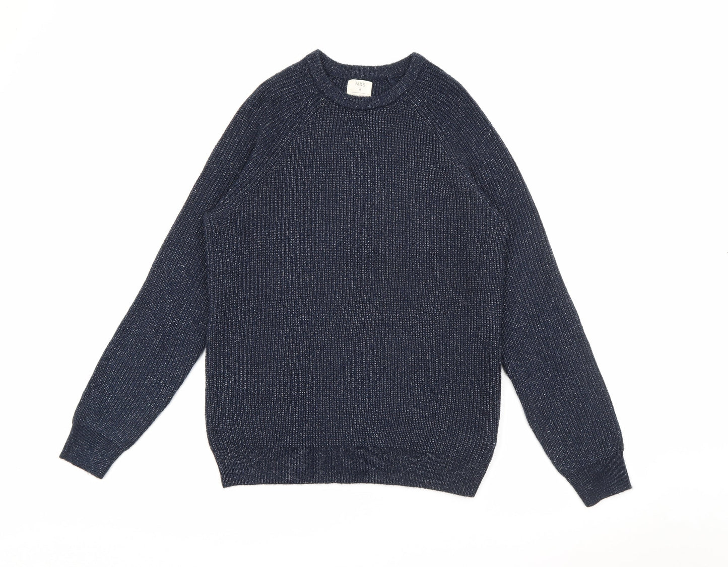 Marks and Spencer Mens Blue Crew Neck  Polyamide Pullover Jumper Size M