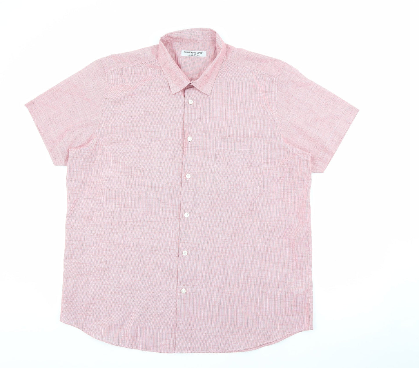 Mens UK Size XL Cedar Wood State Red  Button-Up Short Sleeve Casual Shirt