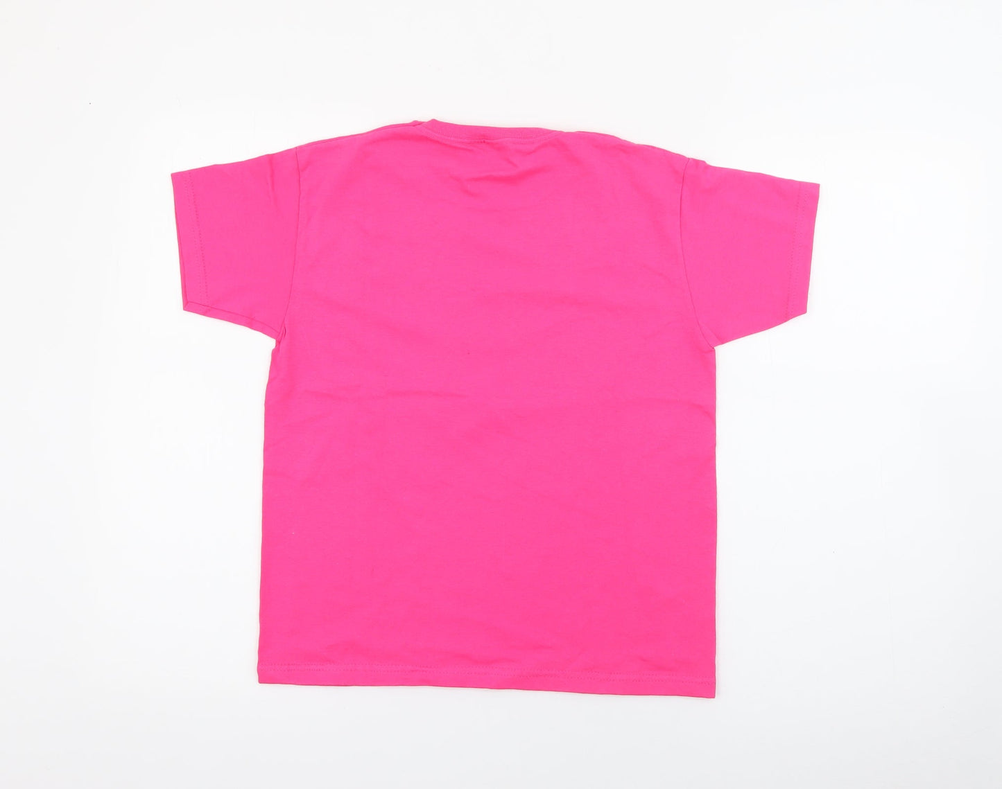 Fruit of the Loom Girls Pink  Cotton Pullover T-Shirt Size 7-8 Years Crew Neck  - Unicorn