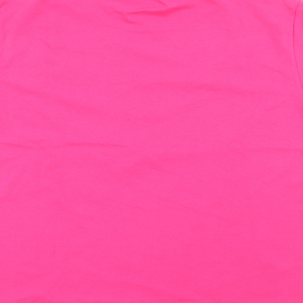 Fruit of the Loom Girls Pink  Cotton Pullover T-Shirt Size 7-8 Years Crew Neck  - Unicorn