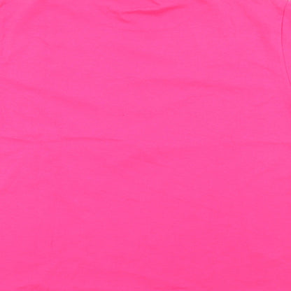Fruit of the Loom Girls Pink  Cotton Pullover T-Shirt Size 7-8 Years Crew Neck  - Unicorn