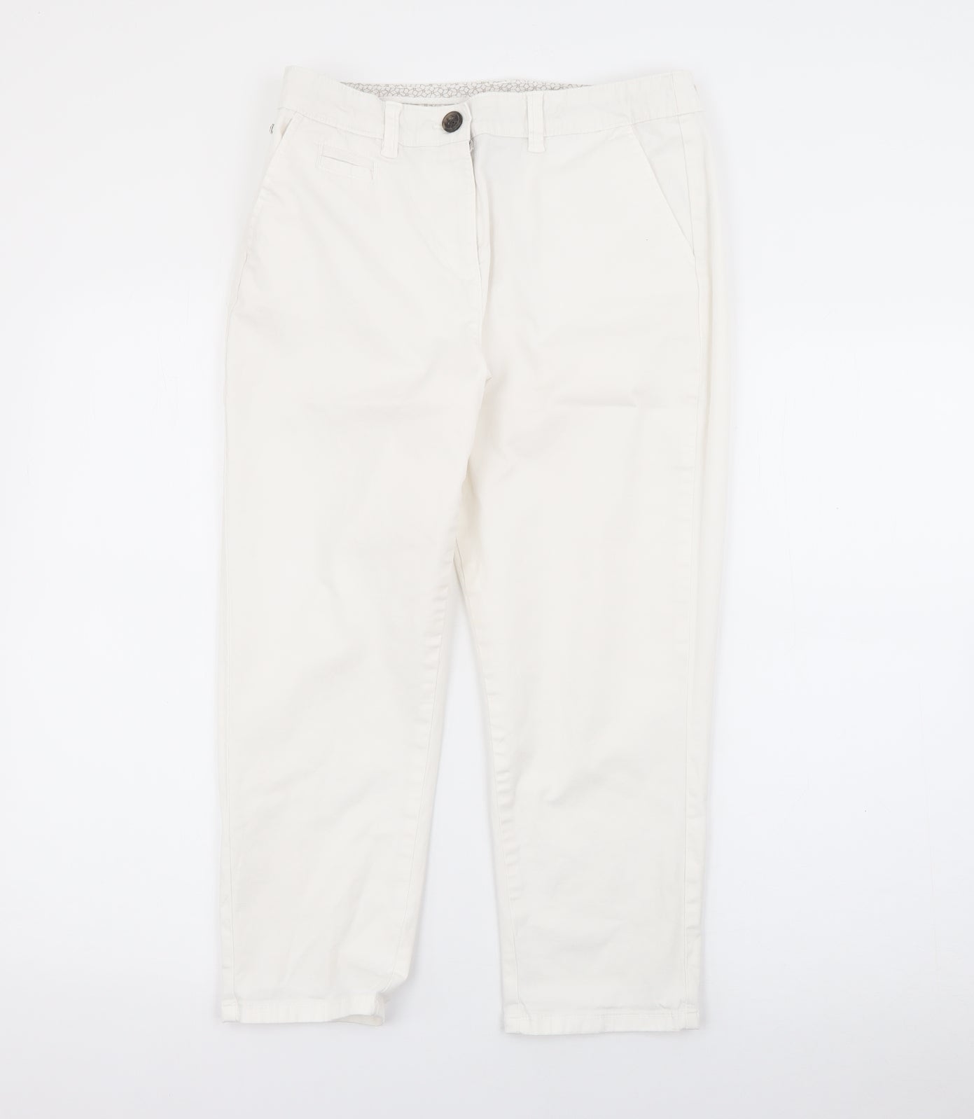 Maine Womens White  Cotton Capri Trousers Size 10 L21 in Regular Zip