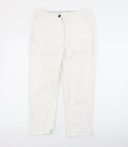 Maine Womens White  Cotton Capri Trousers Size 10 L21 in Regular Zip
