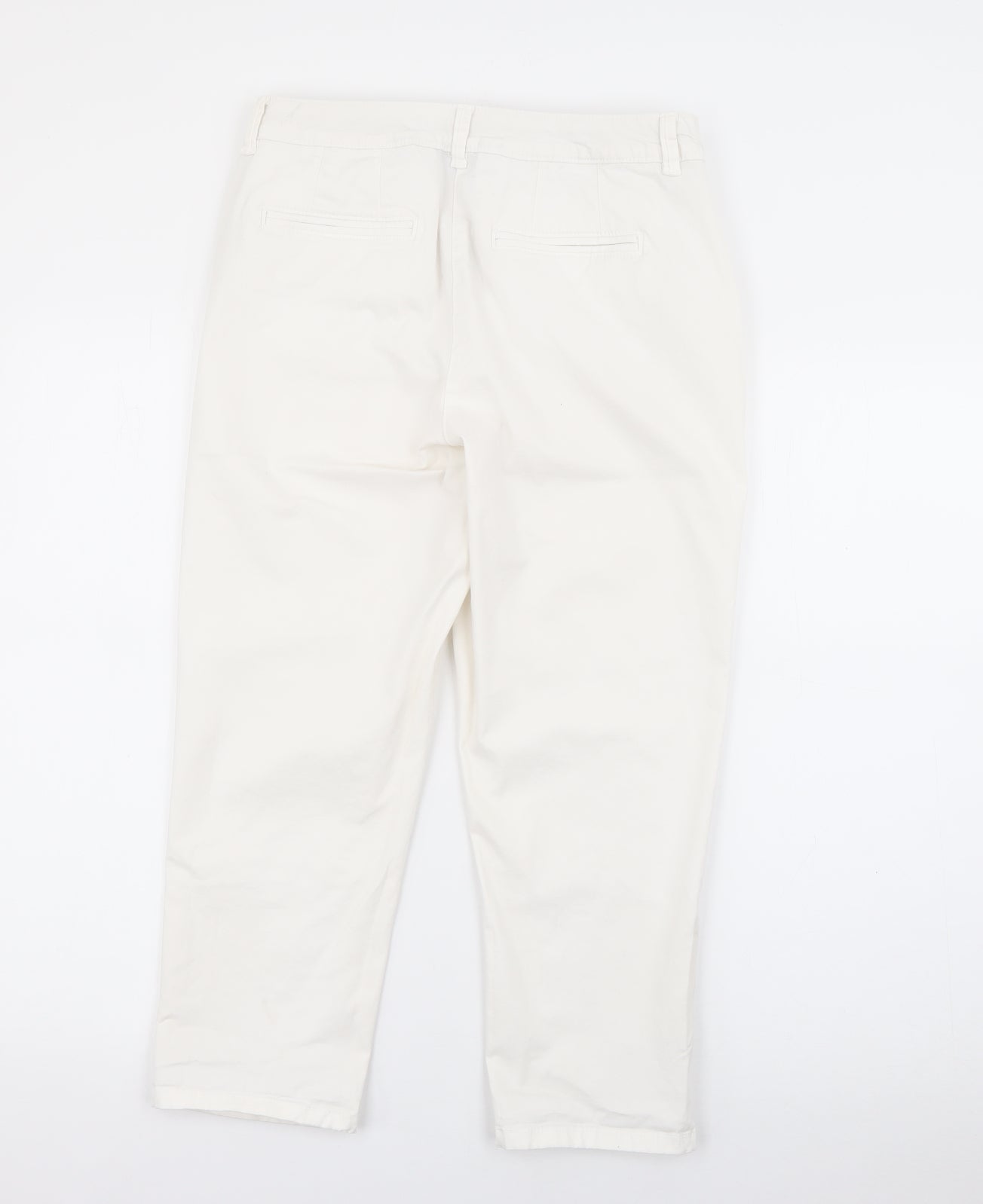 Maine Womens White  Cotton Capri Trousers Size 10 L21 in Regular Zip