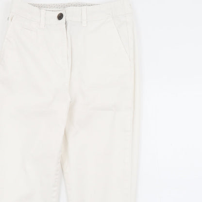 Maine Womens White  Cotton Capri Trousers Size 10 L21 in Regular Zip