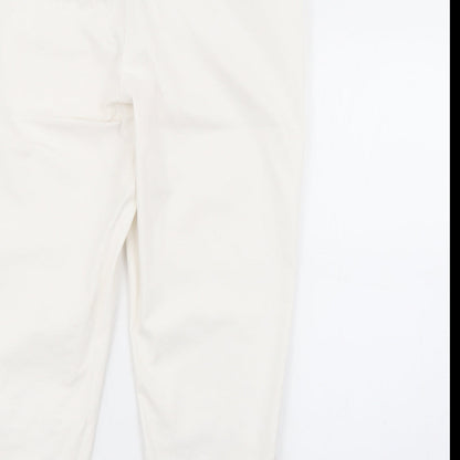 Maine Womens White  Cotton Capri Trousers Size 10 L21 in Regular Zip