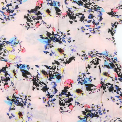 River Island Womens Pink Floral Viscose Shift  Size S  Scoop Neck