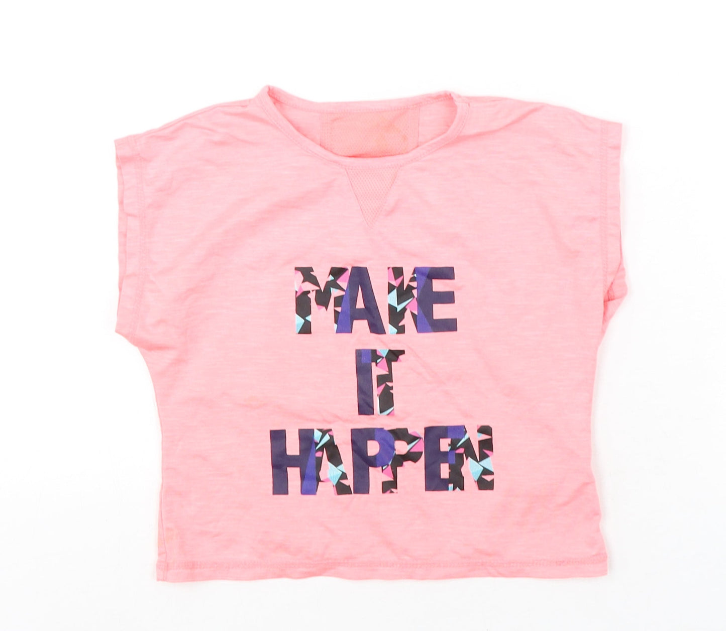 Dunnes  Girls Pink  Cotton Basic T-Shirt Size 5-6 Years Round Neck Pullover