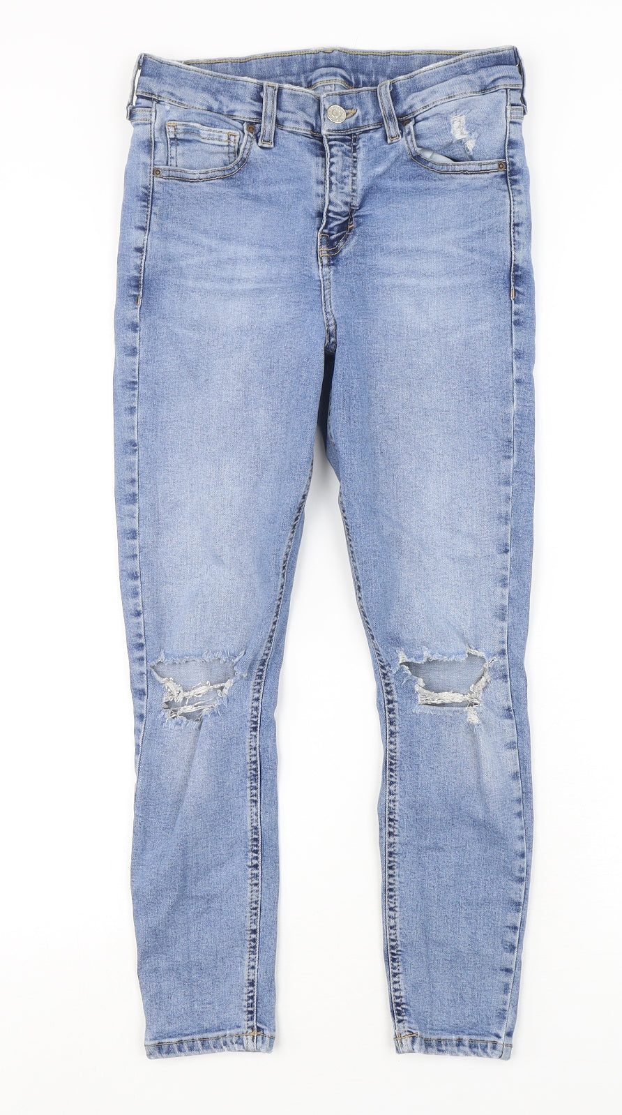 Topshop Womens Blue  Cotton Skinny Jeans Size 28 in L26 in Regular