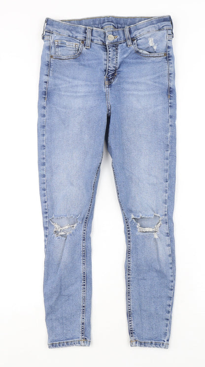Topshop Womens Blue  Cotton Skinny Jeans Size 28 in L26 in Regular