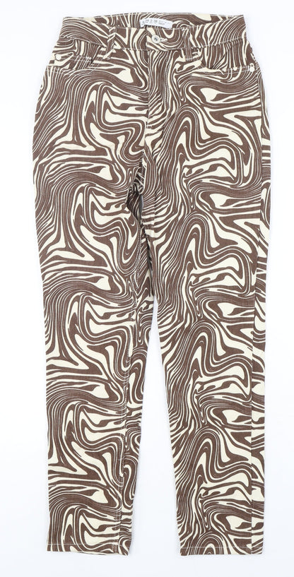 Denim Co Womens Multicoloured Geometric Cotton Straight Jeans Size 6 L28 in Regular