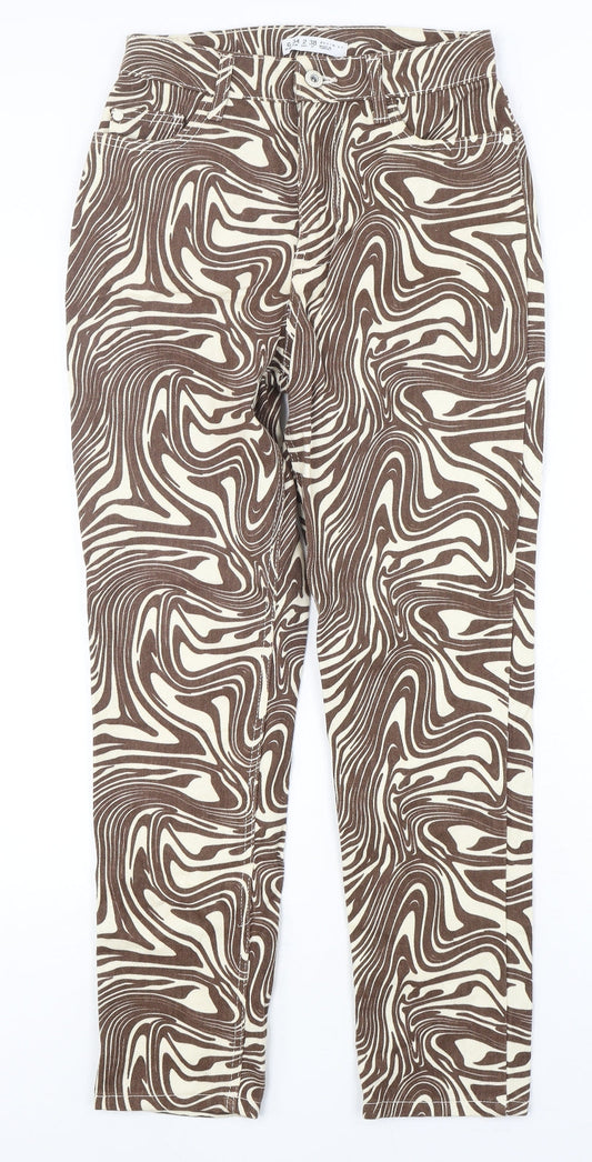 Denim Co Womens Multicoloured Geometric Cotton Straight Jeans Size 6 L28 in Regular