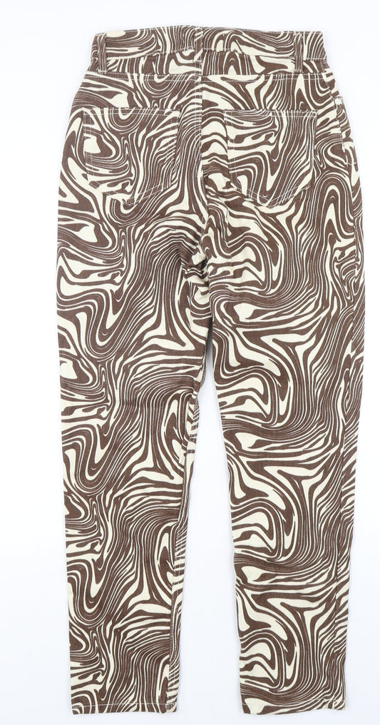 Denim Co Womens Multicoloured Geometric Cotton Straight Jeans Size 6 L28 in Regular