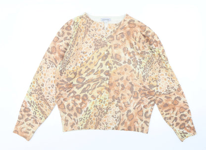 Collezioni Womens Multicoloured Round Neck Animal Print Acrylic Cardigan Jumper Size M