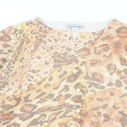 Collezioni Womens Multicoloured Round Neck Animal Print Acrylic Cardigan Jumper Size M