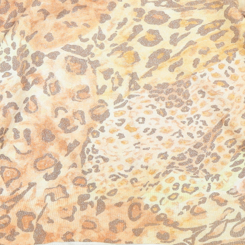 Collezioni Womens Multicoloured Round Neck Animal Print Acrylic Cardigan Jumper Size M