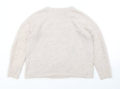 Primark Womens Pink Round Neck  Nylon Pullover Jumper Size 4   - Chip Beauty and the Beast