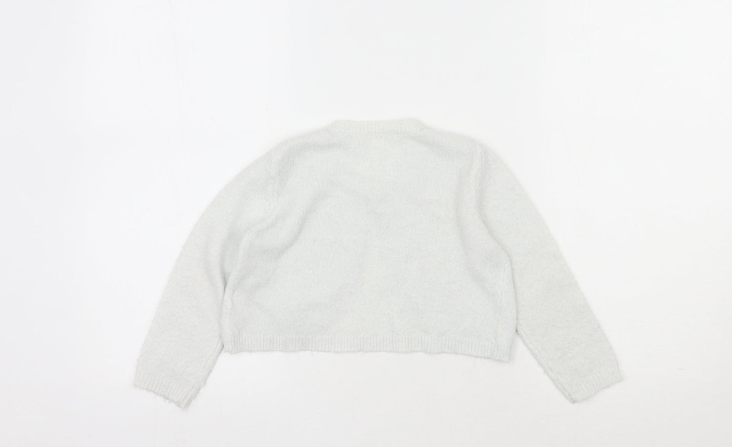 Matalan Girls White Round Neck  Acrylic Cardigan Jumper Size 4-5 Years  Button
