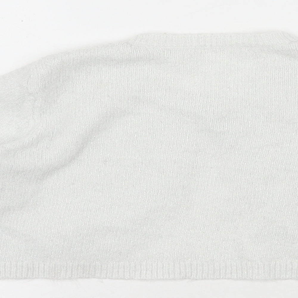 Matalan Girls White Round Neck  Acrylic Cardigan Jumper Size 4-5 Years  Button