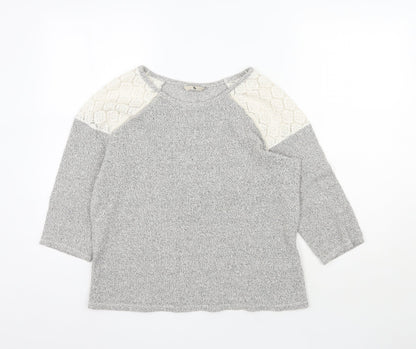 Additional front view of Tu women’s grey polyamide pullover sweatshirt, size UK 12, pullover - lace shoulders