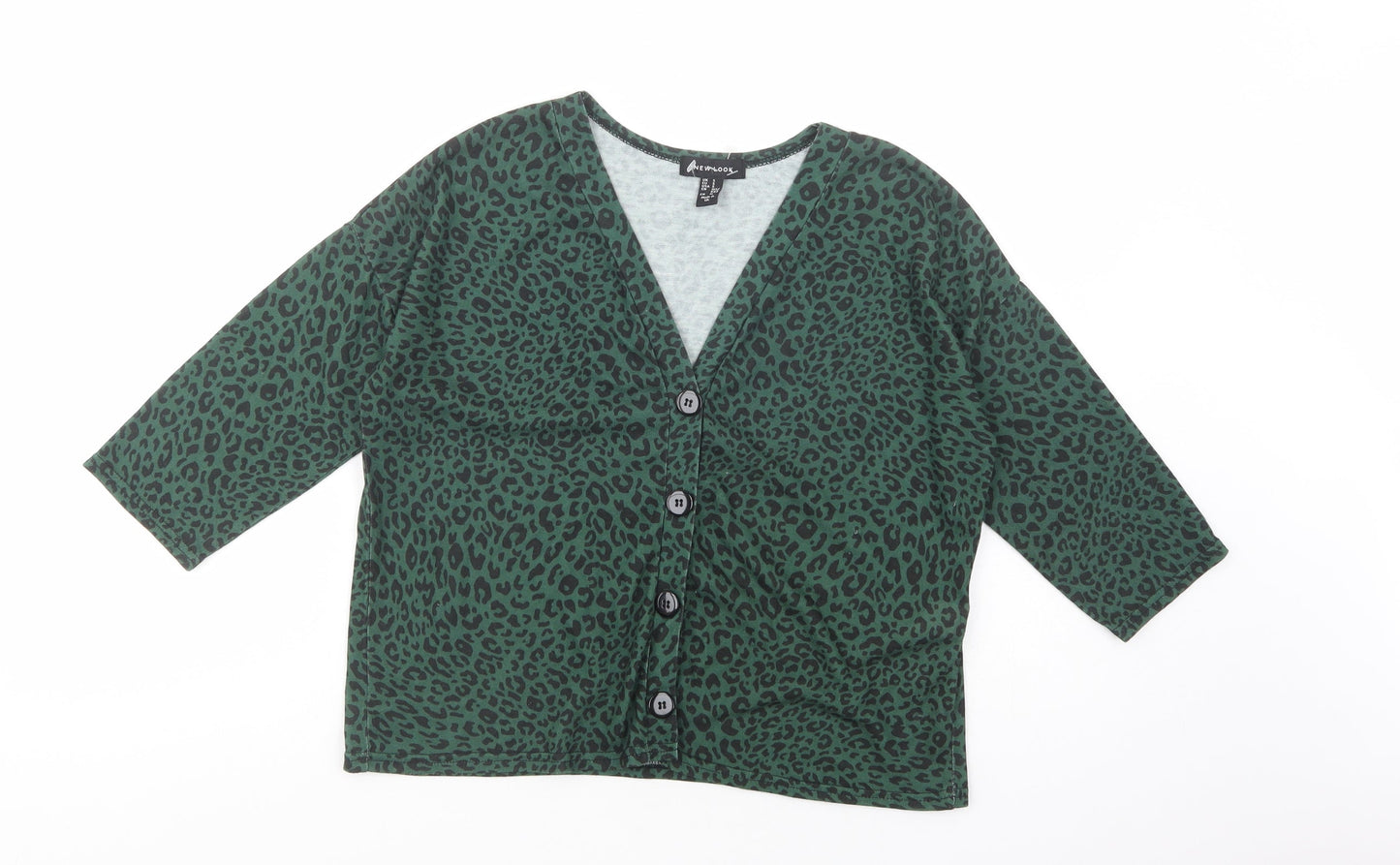 Womens UK Size S New Look Green Basic Button-Up