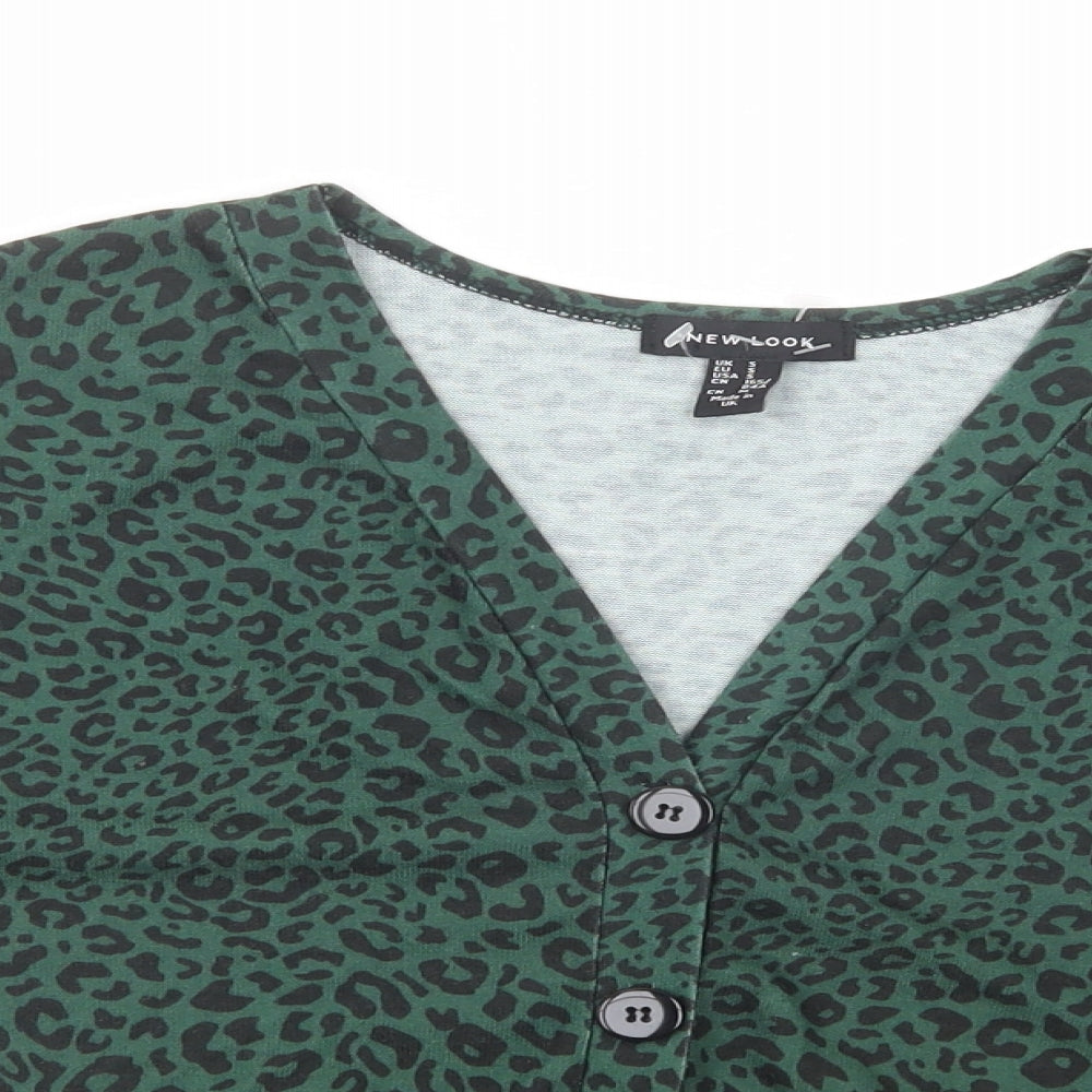 Womens UK Size S New Look Green Basic Button-Up