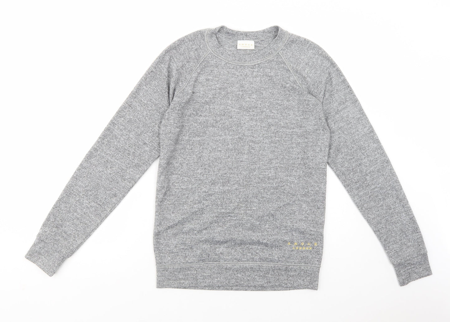 Amour London Mens Grey Crew Neck  Polyester Pullover Jumper Size S