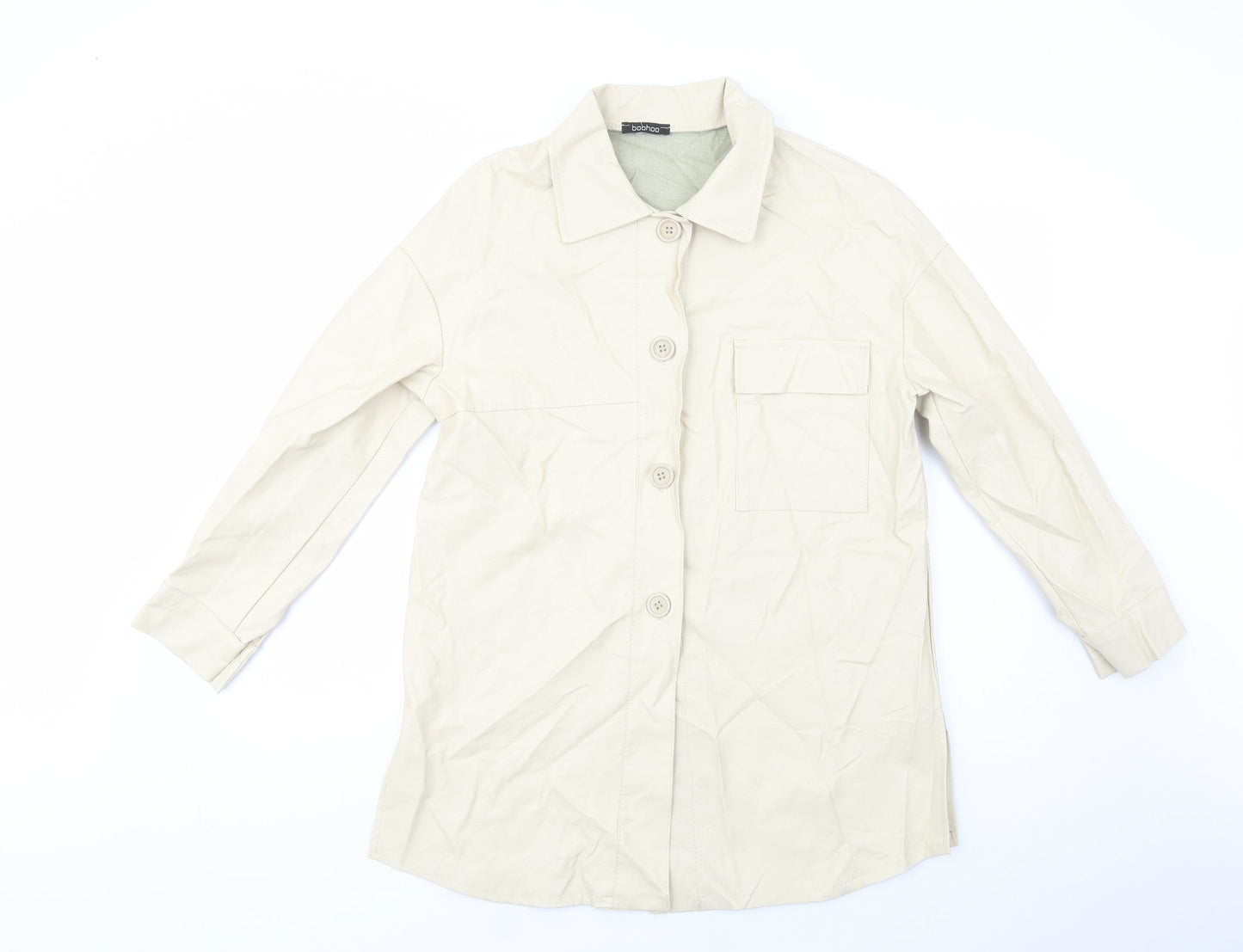 Boohoo Womens Beige   Pea Coat Coat Size 10  Button