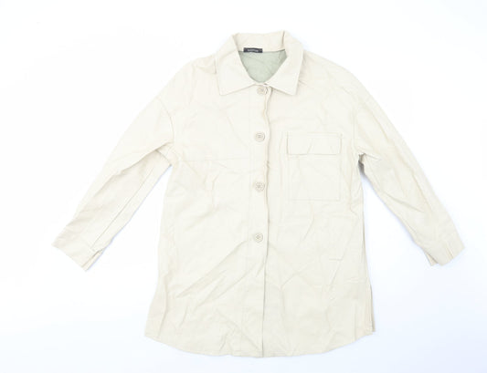 Boohoo Womens Beige   Pea Coat Coat Size 10  Button