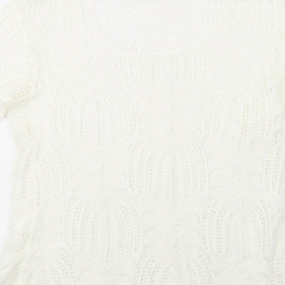 Envy Womens White Scoop Neck  Acrylic Pullover Jumper Size L