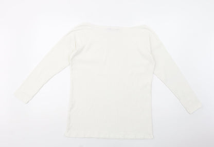 Boohoo Womens White Boat Neck  Polyester Pullover Jumper Size 10