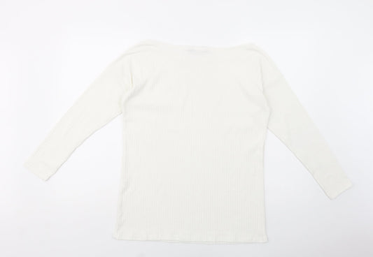 Boohoo Womens White Boat Neck  Polyester Pullover Jumper Size 10