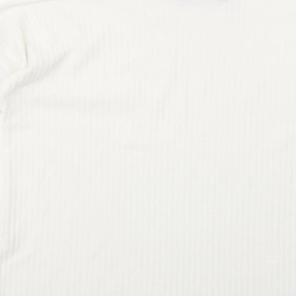 Boohoo Womens White Boat Neck  Polyester Pullover Jumper Size 10