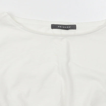 Primark Womens White  Polyester Cropped T-Shirt Size 22 Crew Neck