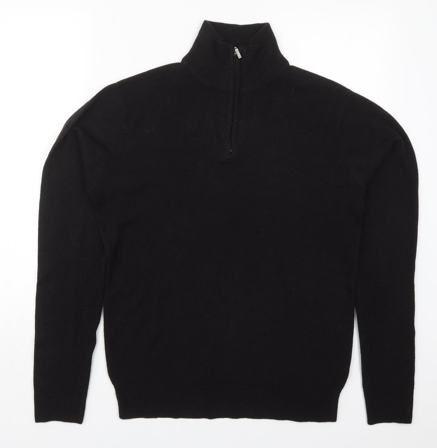 Cedar Wood State Mens Black High Neck  Acrylic Pullover Jumper Size S