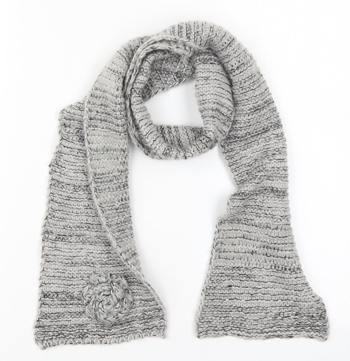 Front view of Matalan women’s grey acrylic scarf