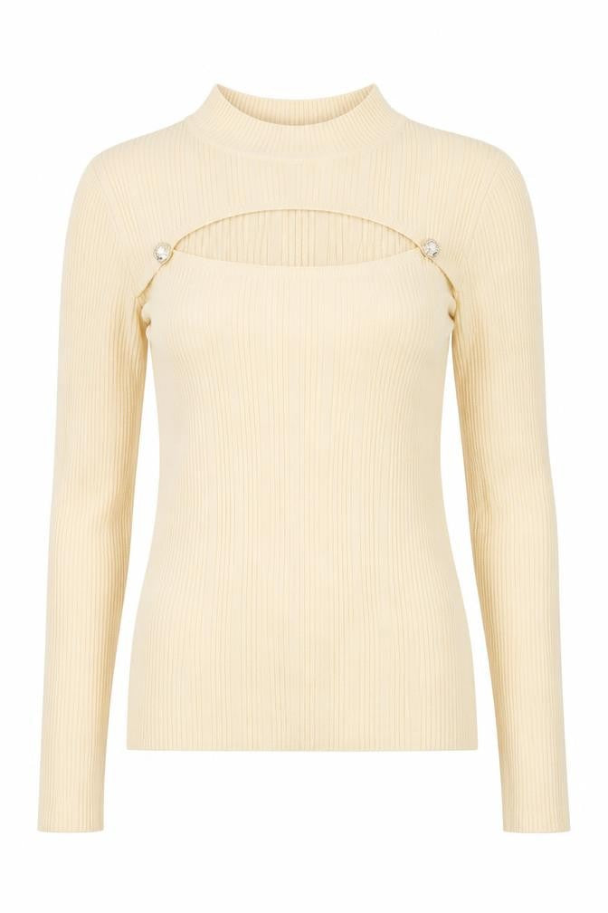 Womens UK Size M Cherry Koko Beige Jersey Blouse