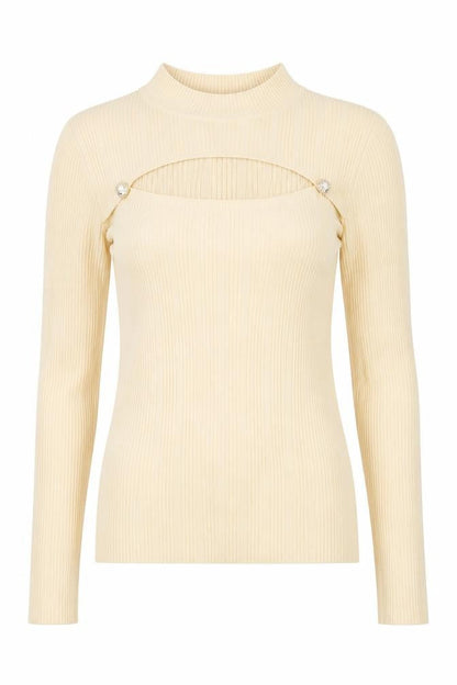 Womens UK Size M Cherry Koko Beige Jersey Blouse