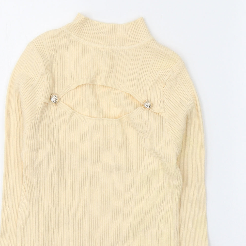 Womens UK Size M Cherry Koko Beige Jersey Blouse