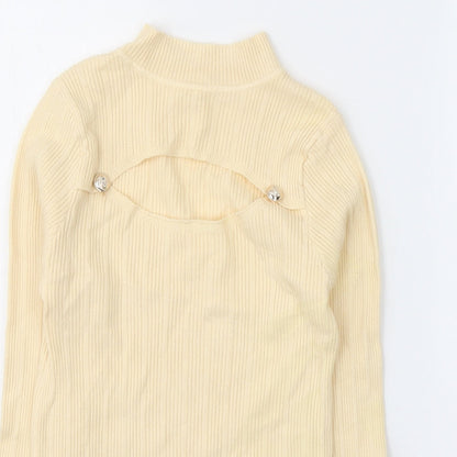 Womens UK Size M Cherry Koko Beige Jersey Blouse