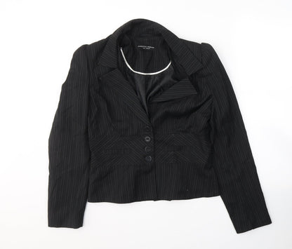 Dorothy Perkins Womens Black Striped Polyester Jacket Suit Jacket Size 12