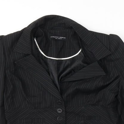 Dorothy Perkins Womens Black Striped Polyester Jacket Suit Jacket Size 12