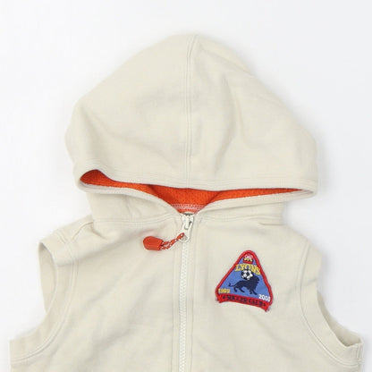 Gap Boys Beige  Cotton Vest Hoodie Size 3 Years  Zip - Football