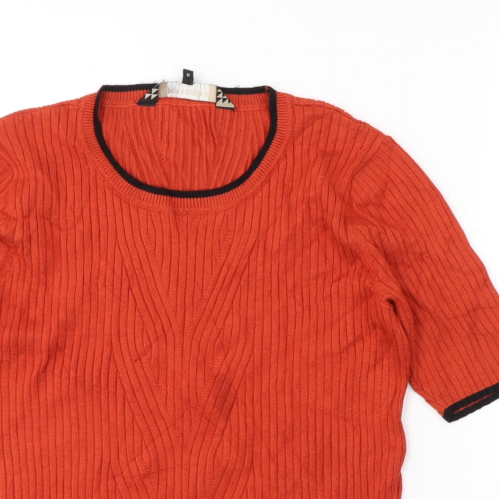 Womens UK Size 12 Debenhams Orange Jersey T-Shirt