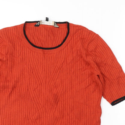 Womens UK Size 12 Debenhams Orange Jersey T-Shirt